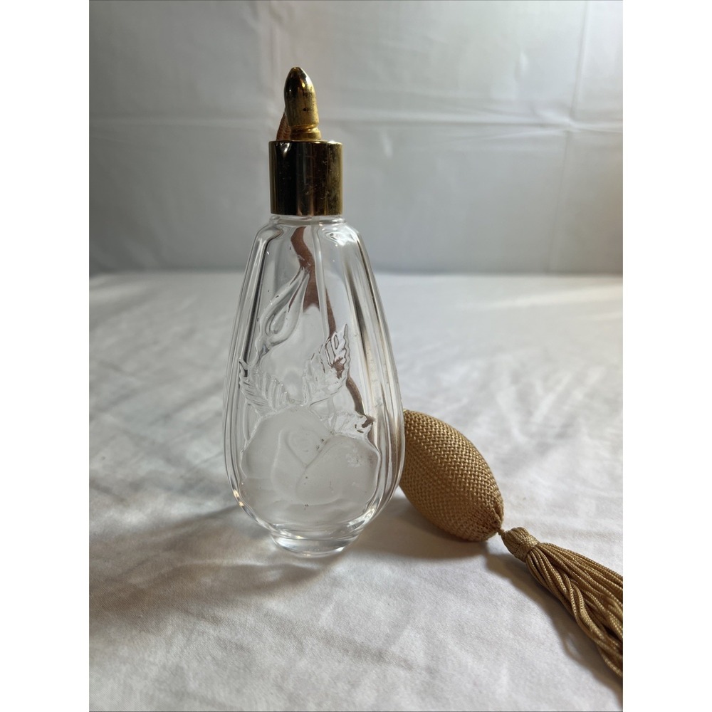 Cristal D'Arques 24% Lead Crystal Perfume Atomizer I Lucia Rose Etched Bottle
